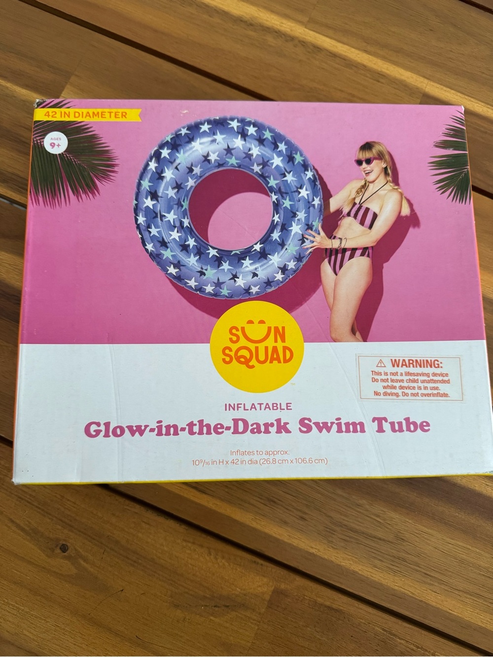 NEW Glow-in-the-Dark Swim Tube - Blue Star Pattern